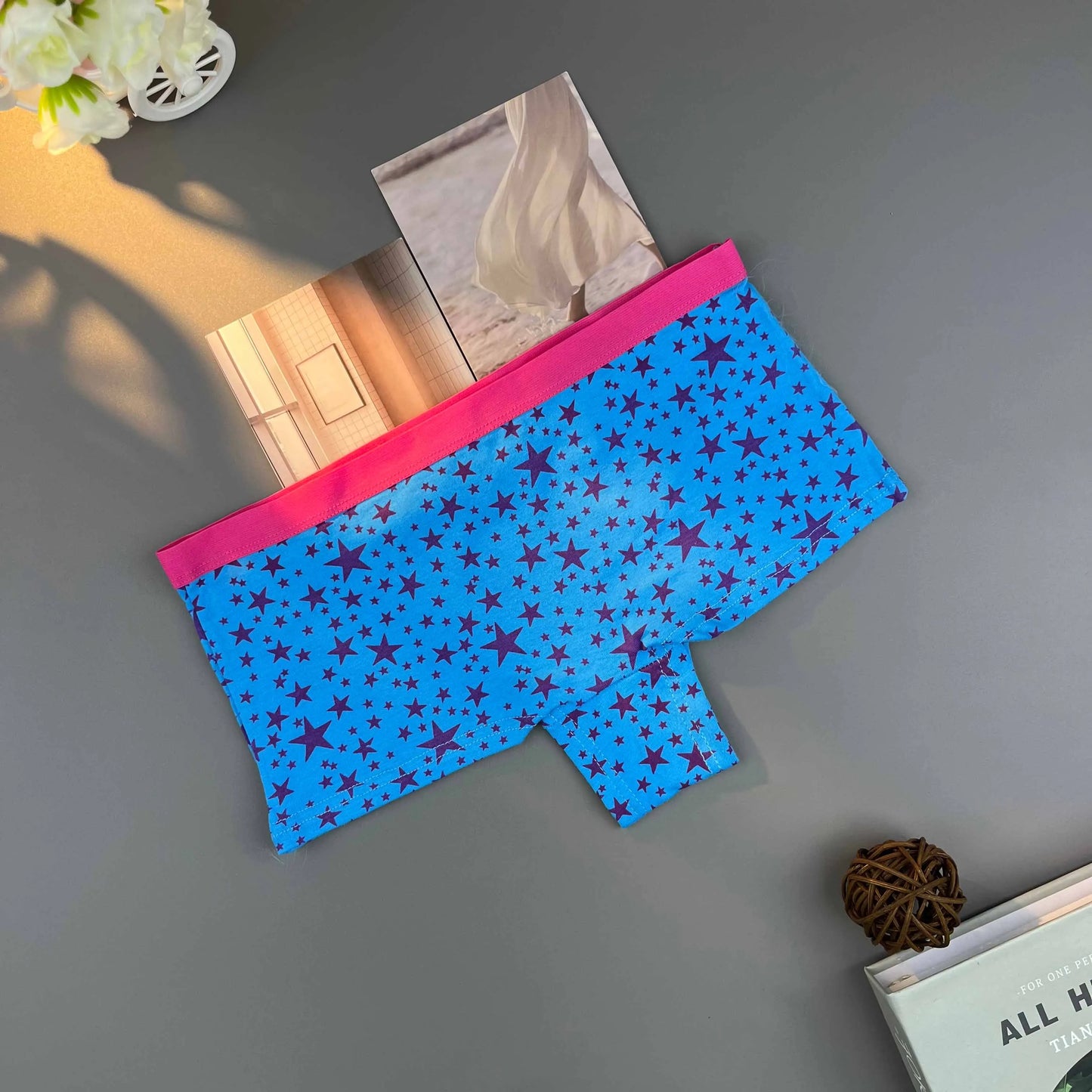 6pcs Set Women Panties Seamless Boyshort Star Print Low Waist
