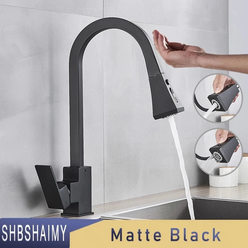 Shinesia Touch Sensor Kitchen Faucet With Dual Handle Pull Out