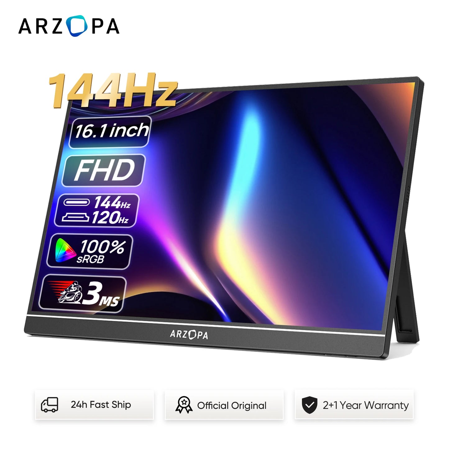 Arzopa Portable Gaming Monitor 144Hz 1080p FHD IPS Second Screen for Switch