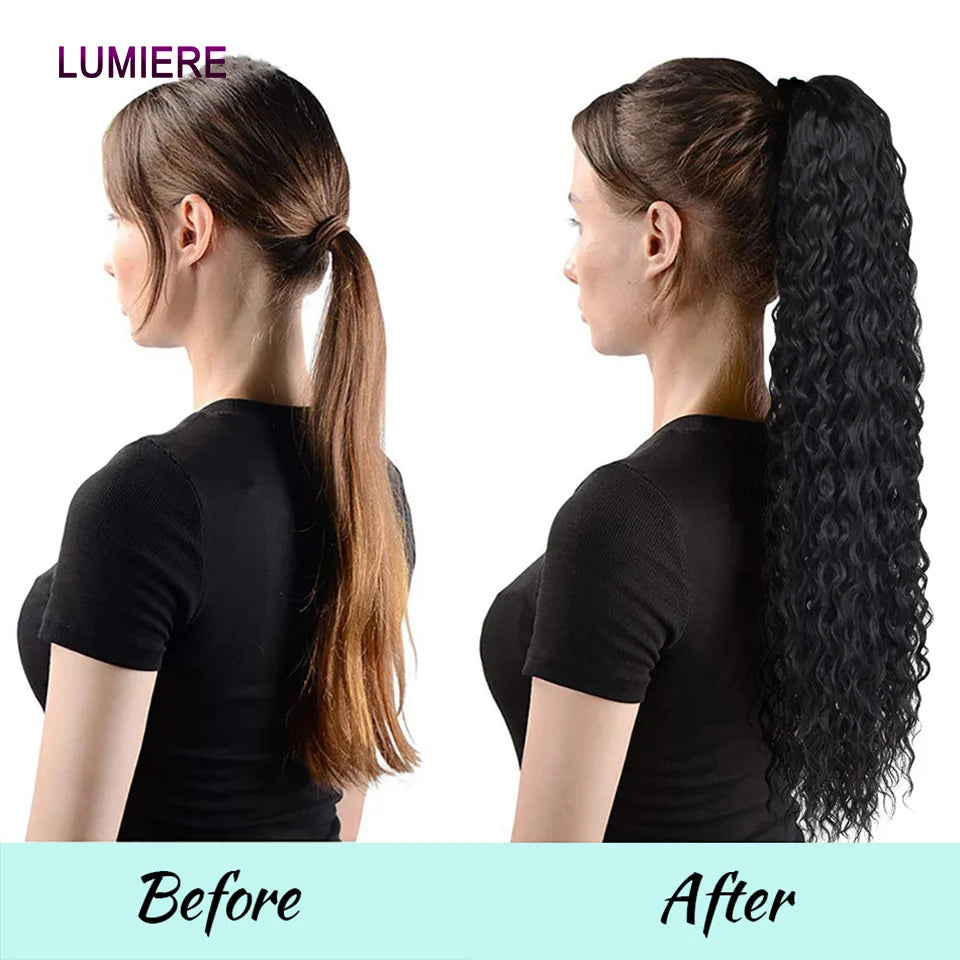Lumiere Hair Afro Kinky Deep Water Wave Clip In Ponytail