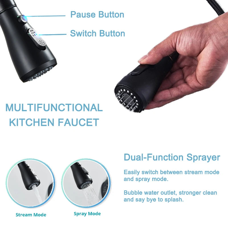 Shinesia Touch Sensor Kitchen Faucet With Dual Handle Pull Out