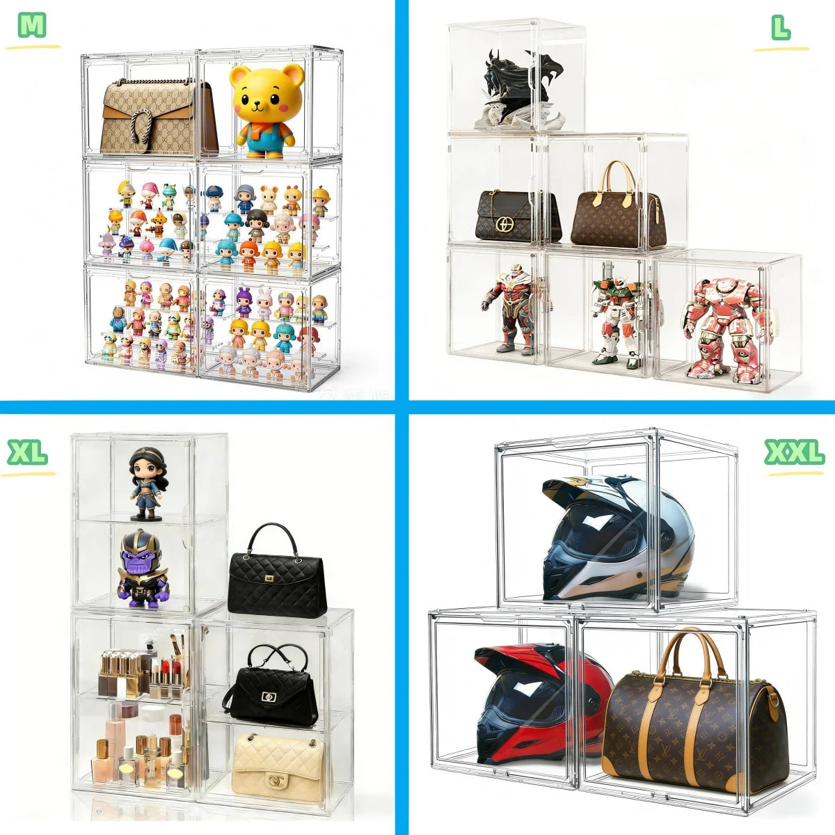 Acrylic Display Box Stackable Storage Case for Collectibles and Cosmetics