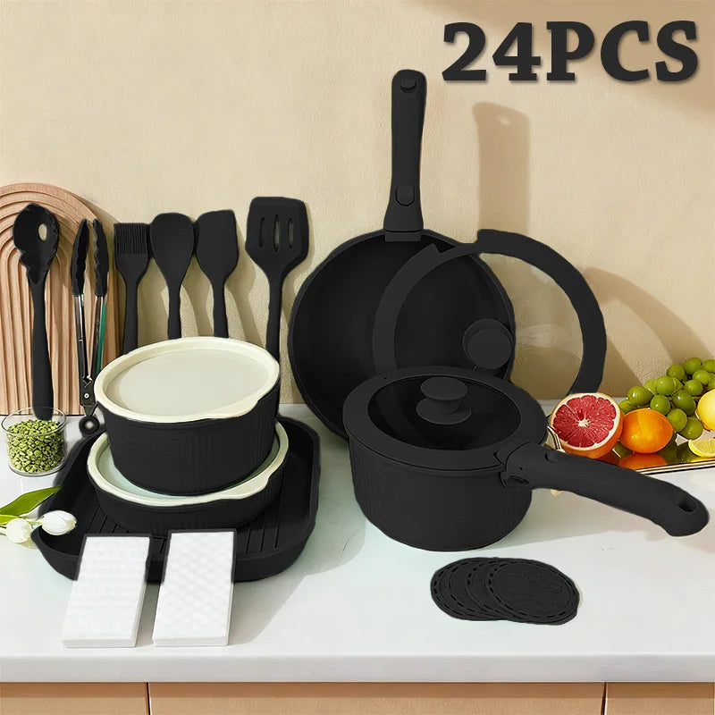 Nonstick Pots And Pans Set With Detachable Handle Induction Friendly