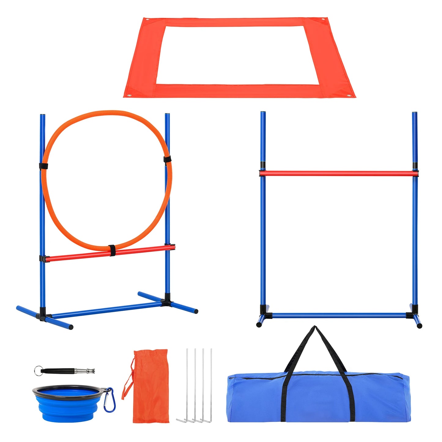 SucceBuy Dog Agility Training Equipment 4 Piece Set With Adjustable Hurdles