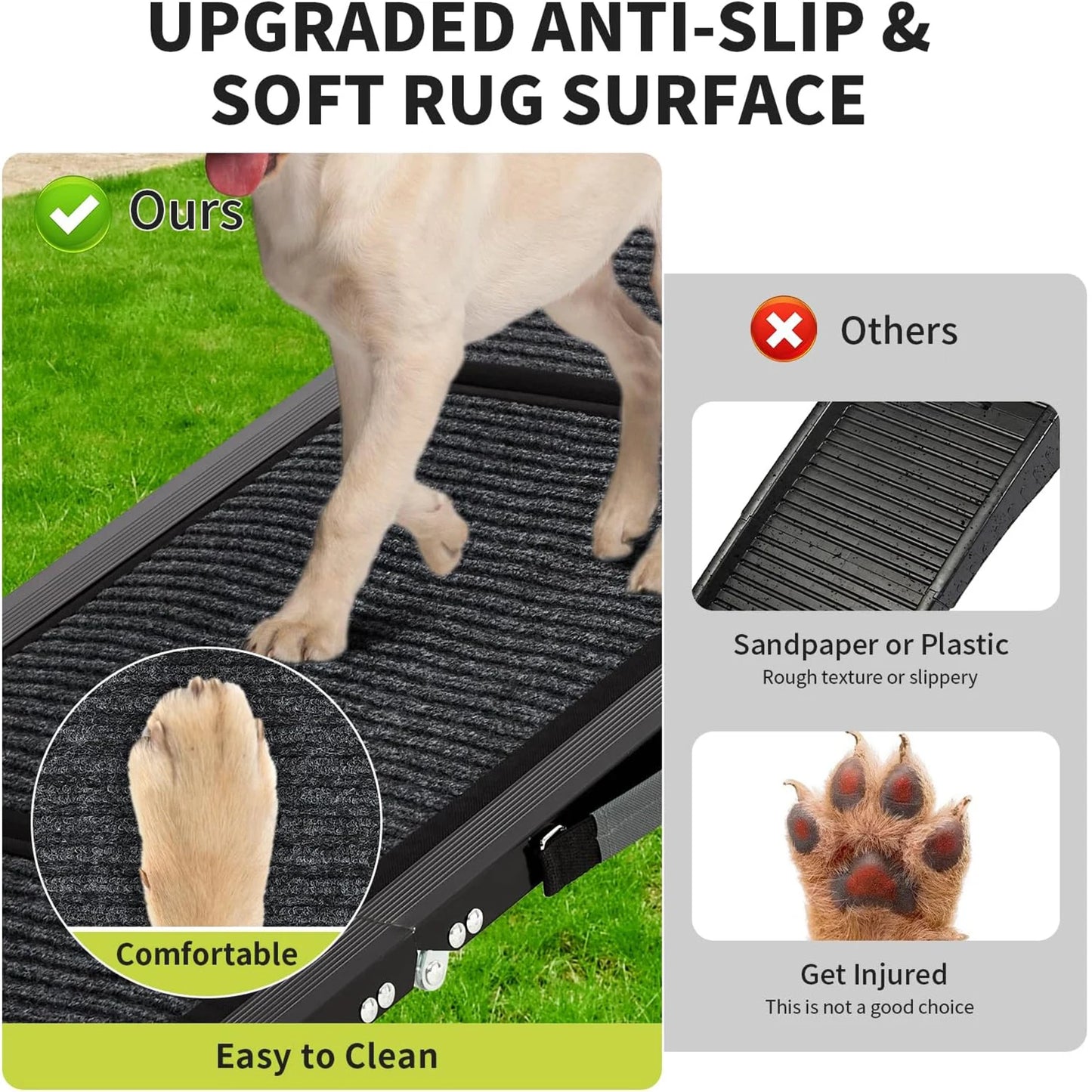 HiMISS Upgraded Folding Dog Ramp For Cars With Non-Slip Surface Up To 250 Lbs