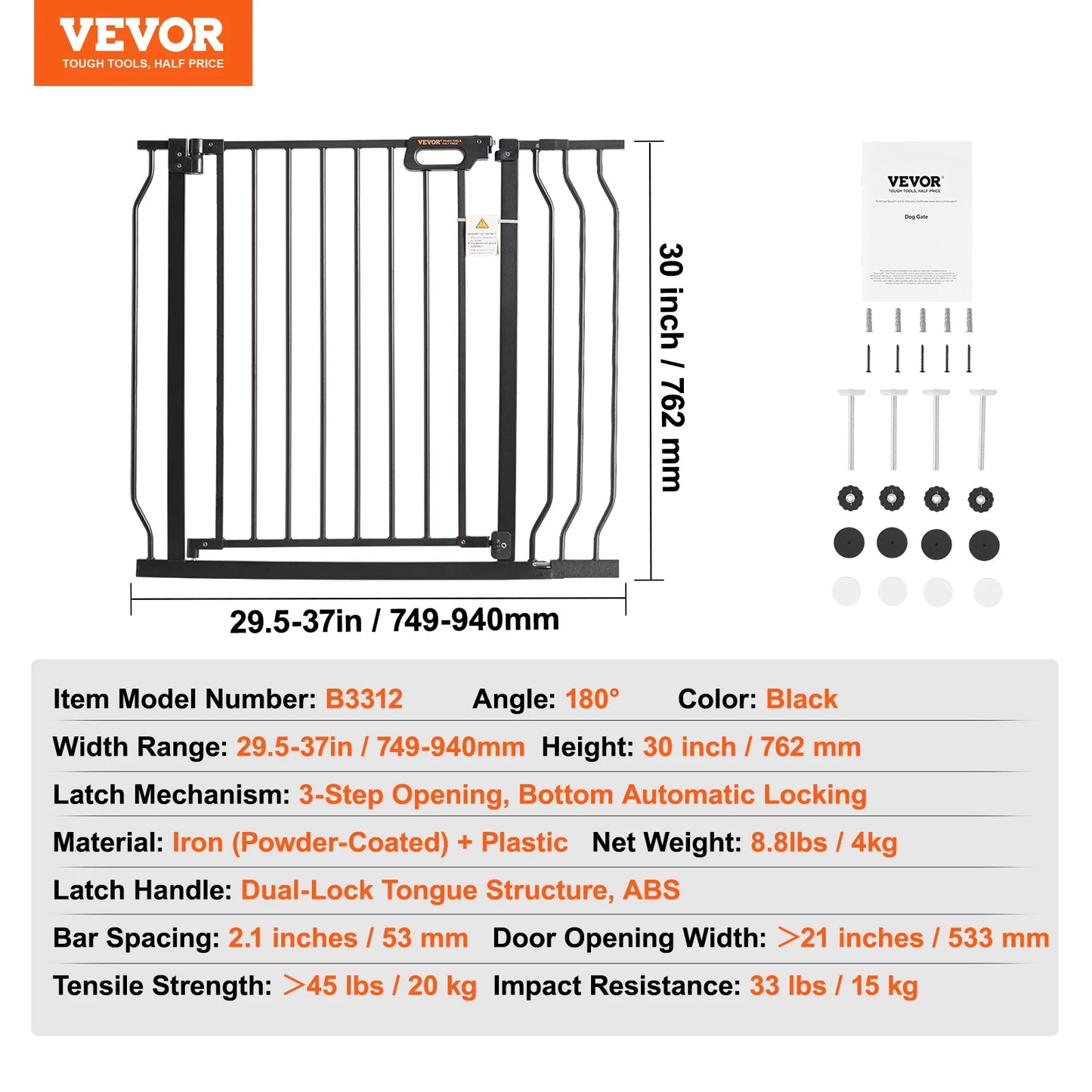 SucceBuy Baby Gate Pressure Mounted Walk Through For Pets And Kids