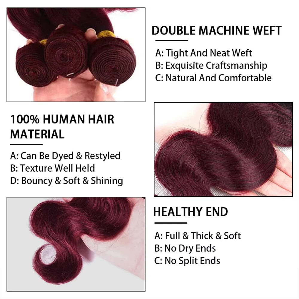 Luckathy Brazilian Virgin Hair Weave Extensions 1/3/4 Bundles