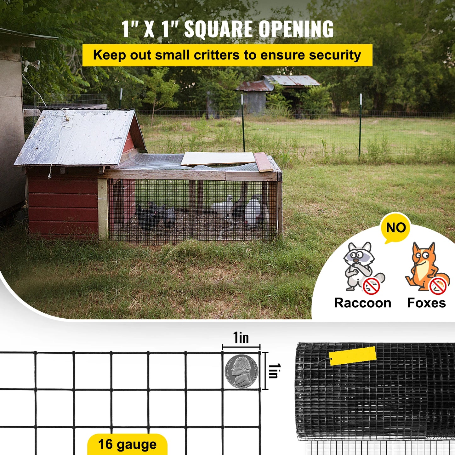 SucceBuy Welded Wire Fence Vinyl Coated Mesh For Chickens Rabbits