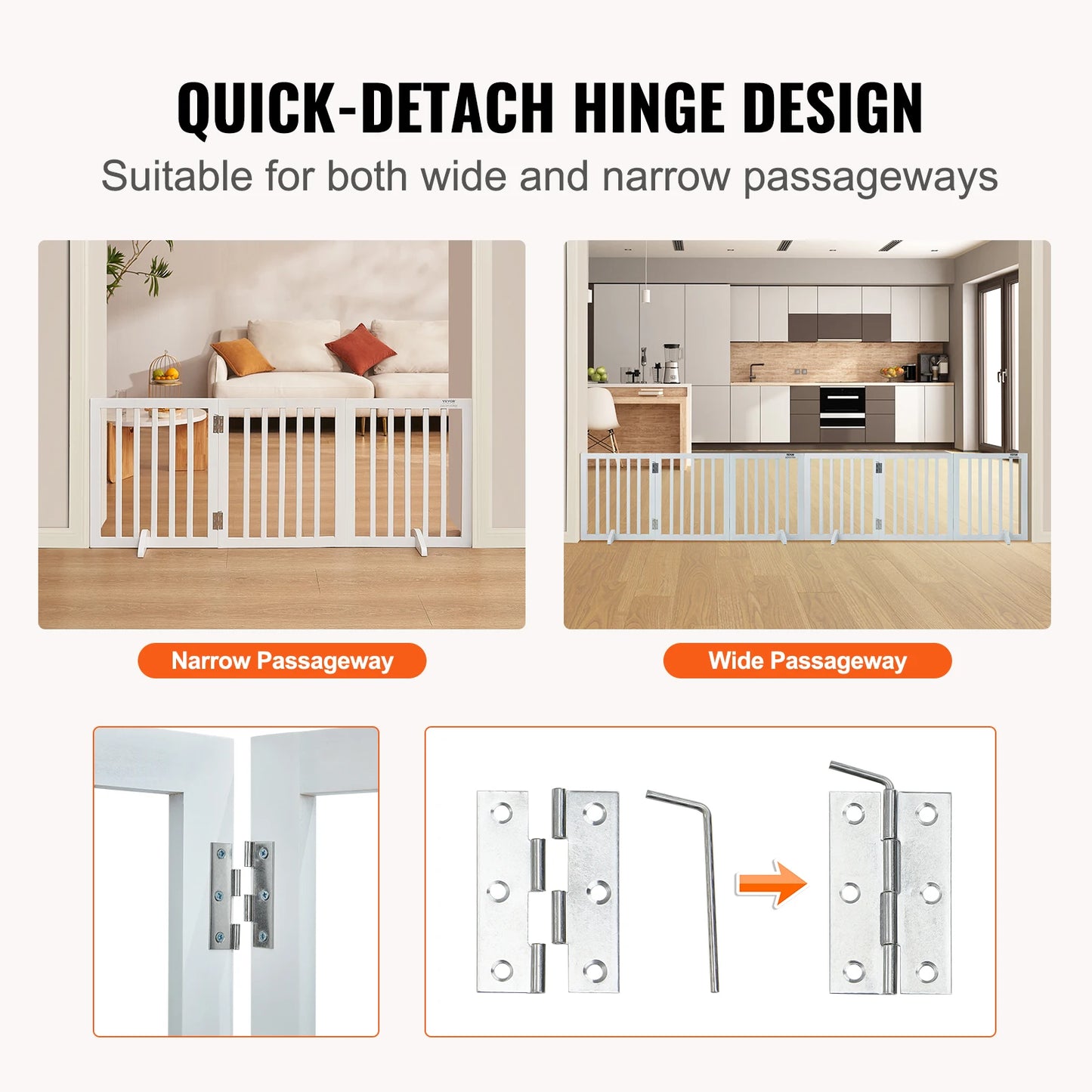 SucceBuy Freestanding Dog Gate For Narrow Passages