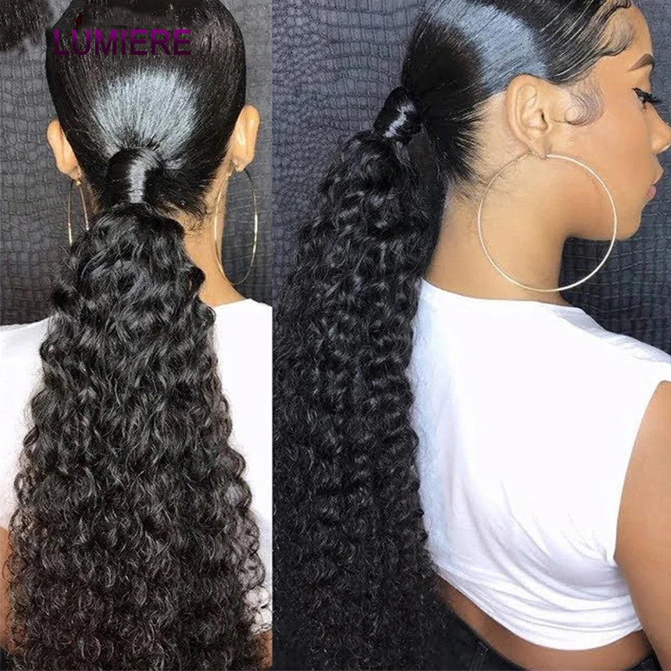 Lumiere Hair Afro Kinky Deep Water Wave Clip In Ponytail