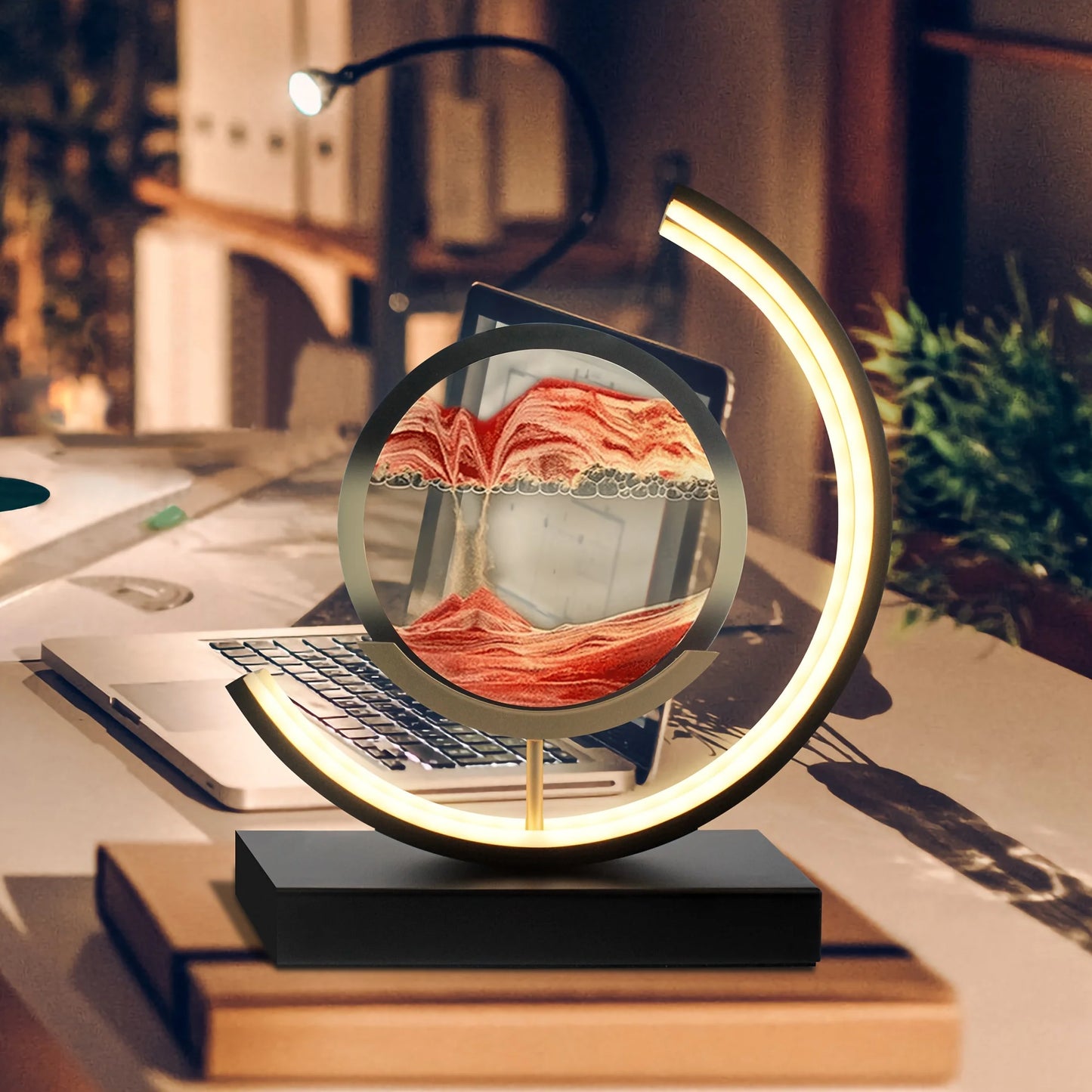 Moving Sand Art Lamp 3D Sand Picture Light With Stand