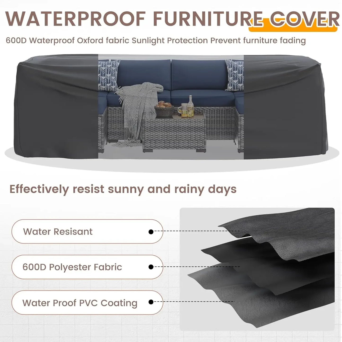Patio Furniture Set PE Wicker Sectional Sofa With Tea Table