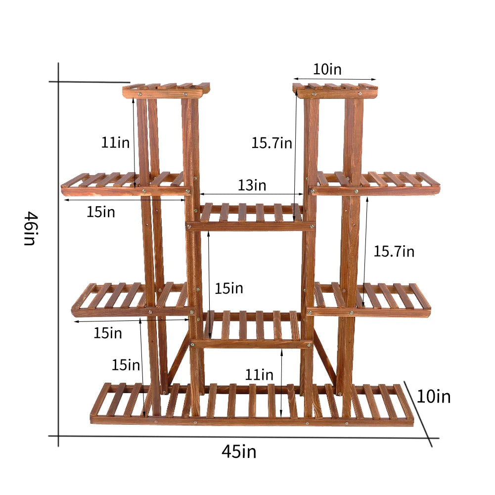 Wisfor Wooden Plant Shelf Multi-Tier Pot Stand Indoor Outdoor Display