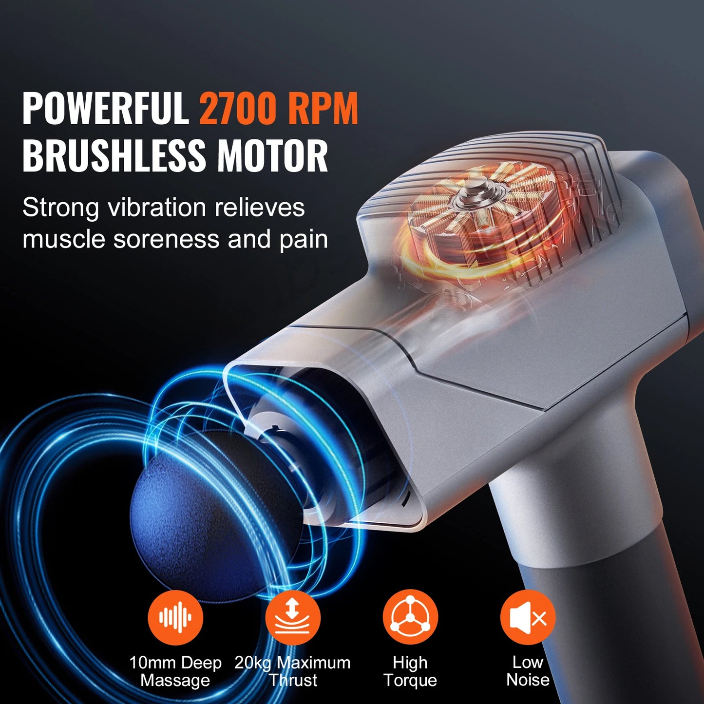 SucceBuy Massage Gun Deep Tissue Percussion Massager With 8 Speed Levels