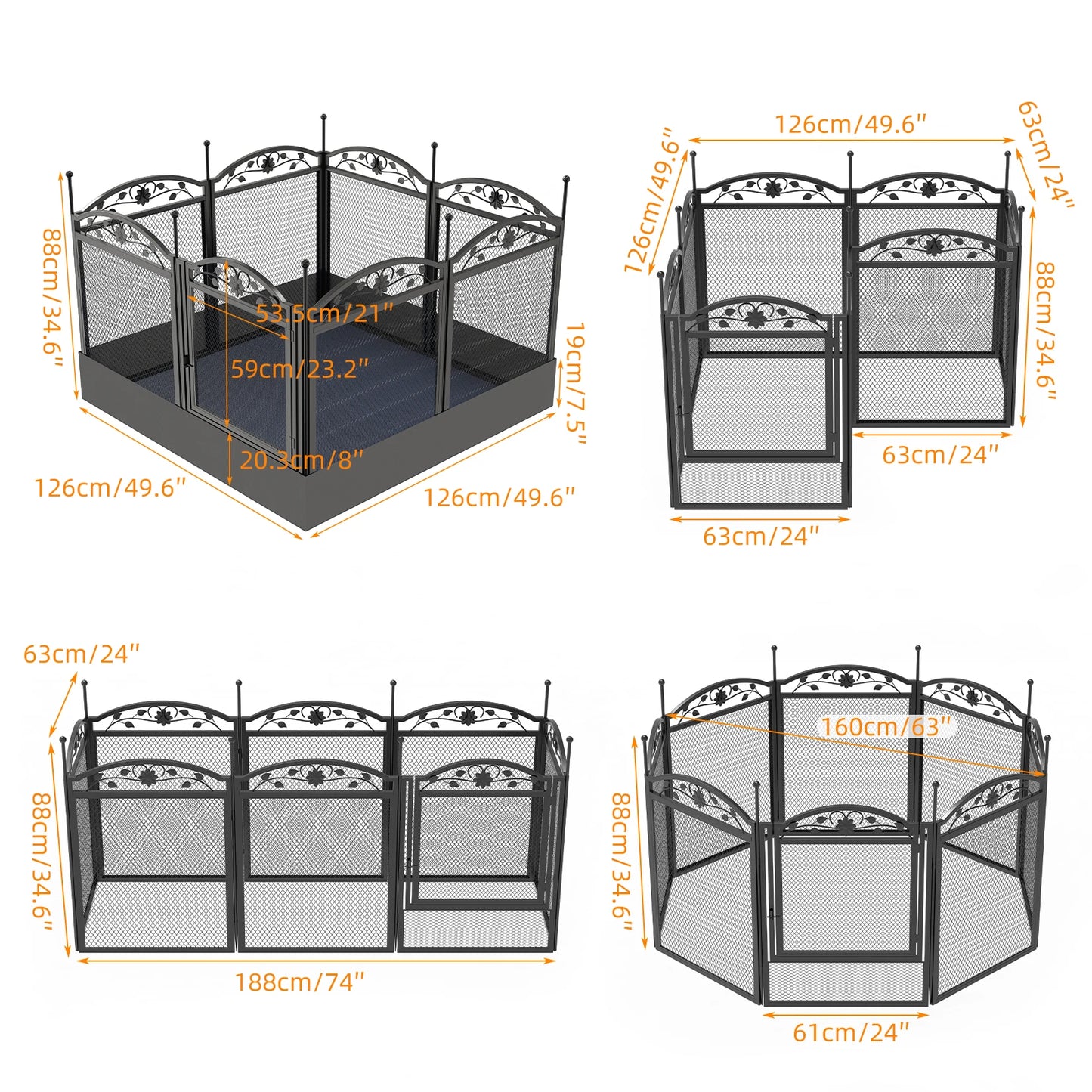 BINGOPAW 8 Panel Heavy Duty Dog Playpen Indoor Outdoor Fence Waterproof Pad