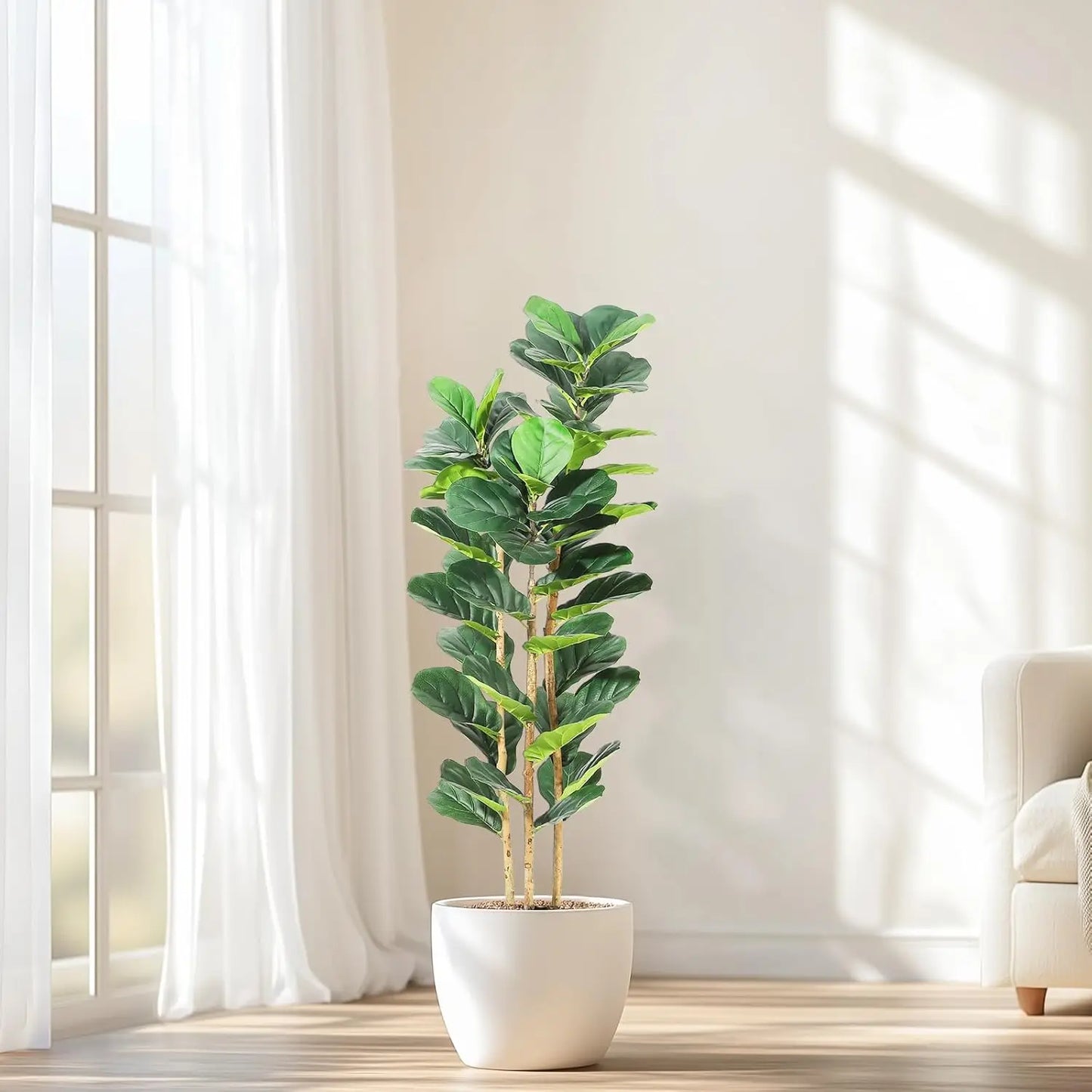 HiMISS Fiddle Leaf Fig Tree With Pot Faux Indoor Plant