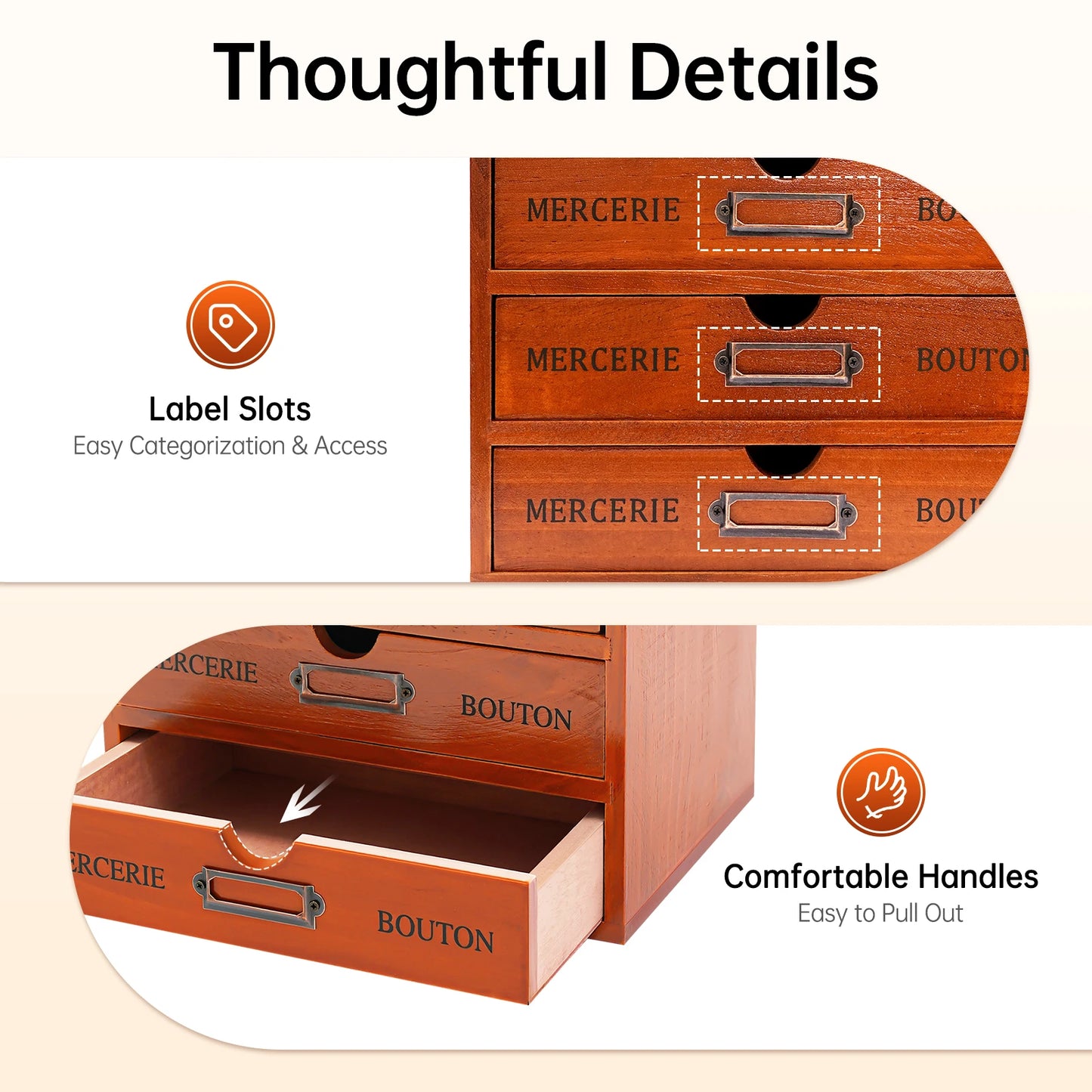 Wooden 5 Drawer Desk Organizer For Office And Study