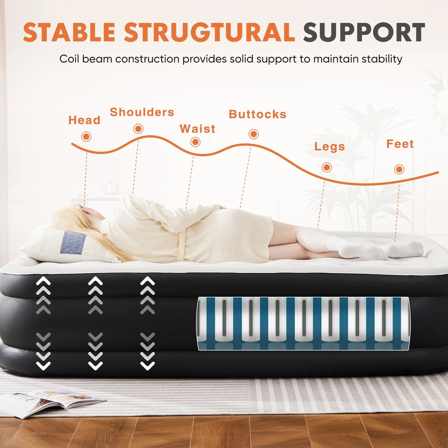 MCQ Air Mattress With Built In Pump For Everyday Use