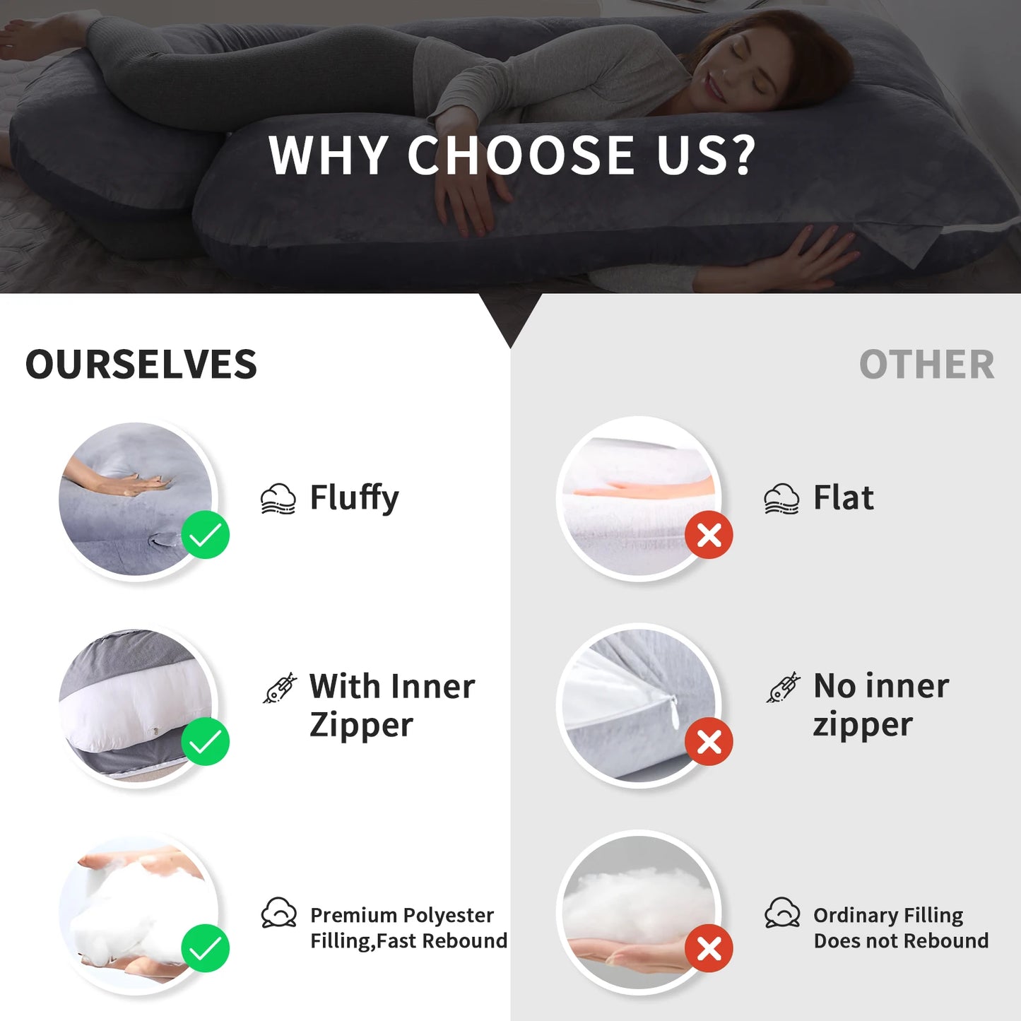 G Shaped Full Body Maternity Pillow With Removable Cover Pregnancy