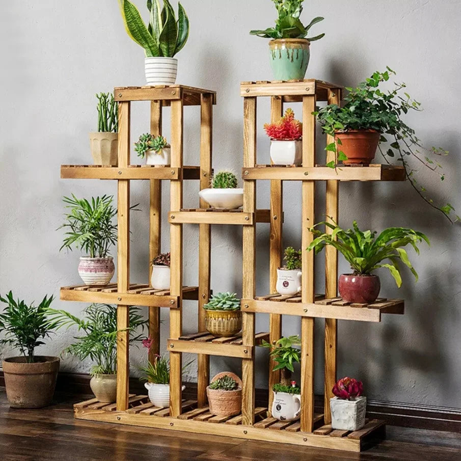 Wisfor Wooden Plant Shelf Multi-Tier Pot Stand Indoor Outdoor Display