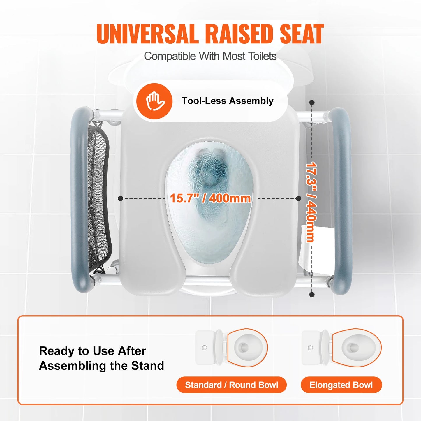SucceBuy Raised Toilet Seat With 7-Position Height Adjustment Aluminum Frame