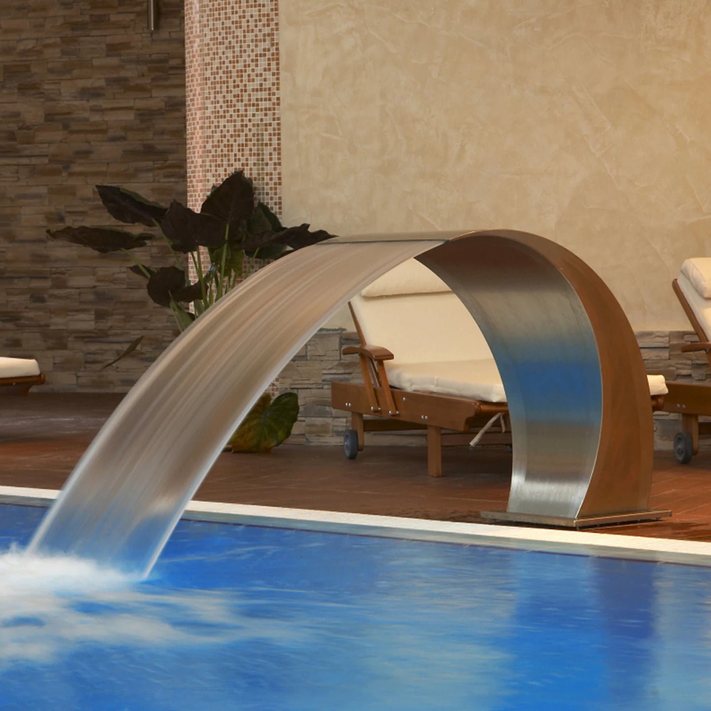 SucceBuy Stainless Steel Pool Fountain Waterfall for Garden Pond