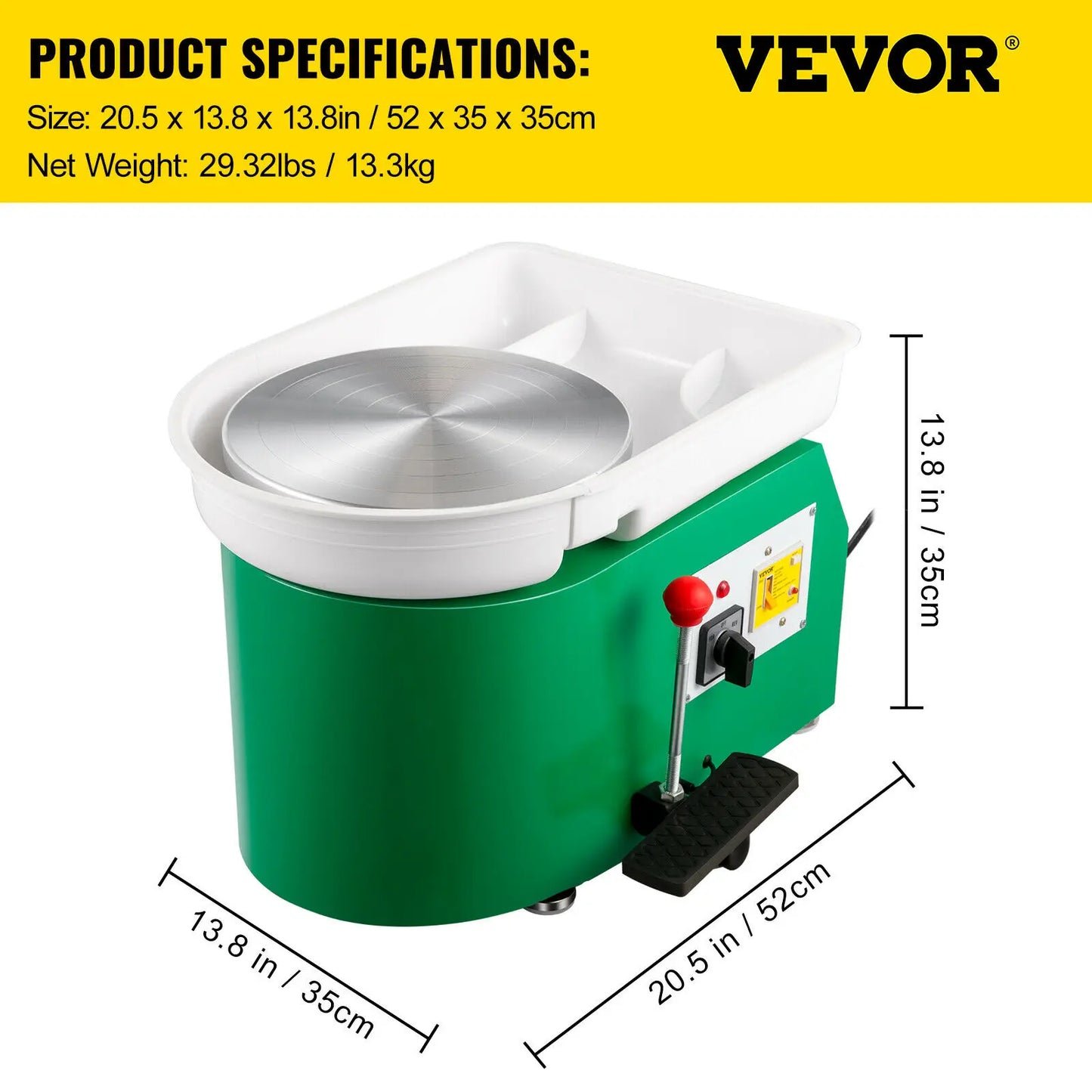SucceBuy 350W Electric Pottery Wheel With Foot Pedal For Ceramic Clay