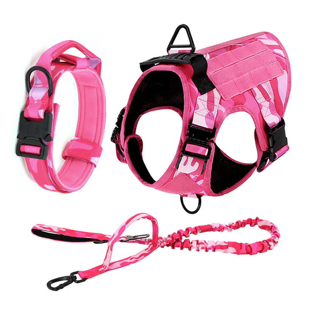 PETRAVEL Military Camouflage Dog Harness Leash