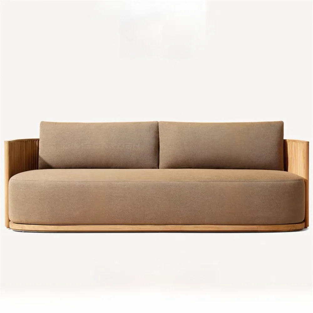 Teak Outdoor Sectional Sofa Set With Waterproof Cushions And Table