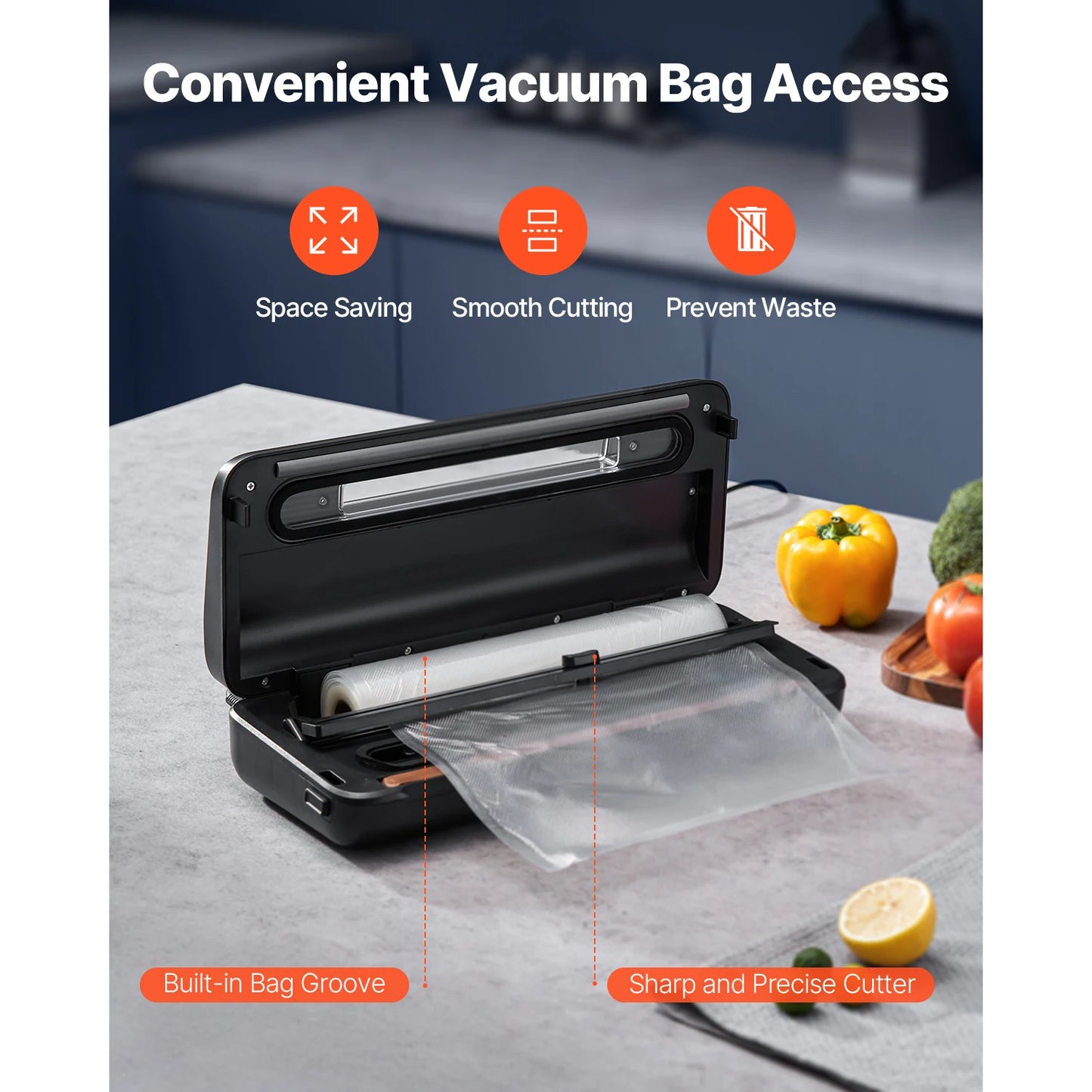 VEVOR 80Kpa 120W Electric Vacuum Sealer 7 In 1 Dry Wet Built In Cutter