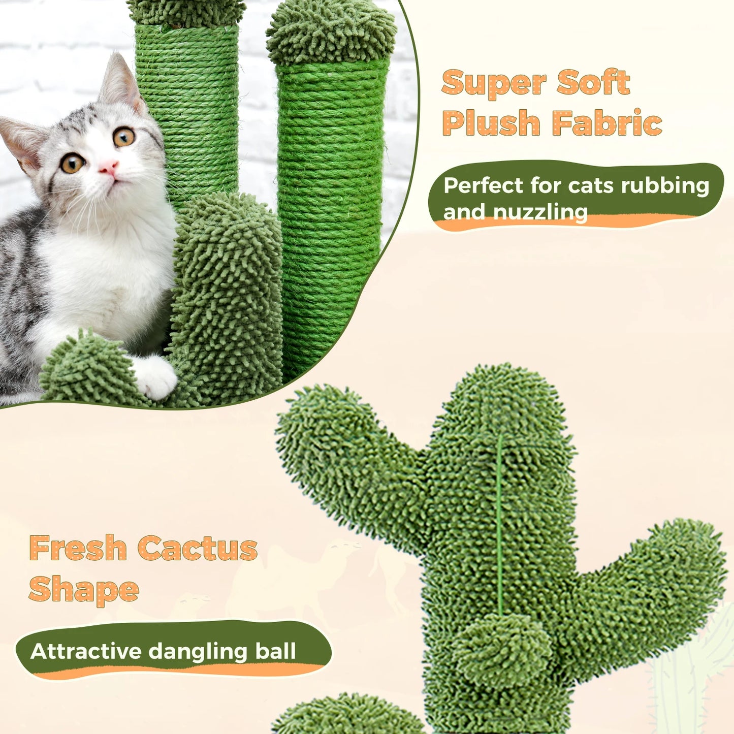 PAWZ Road Cactus Cat Scratcher Post With 3 Interactive Poles
