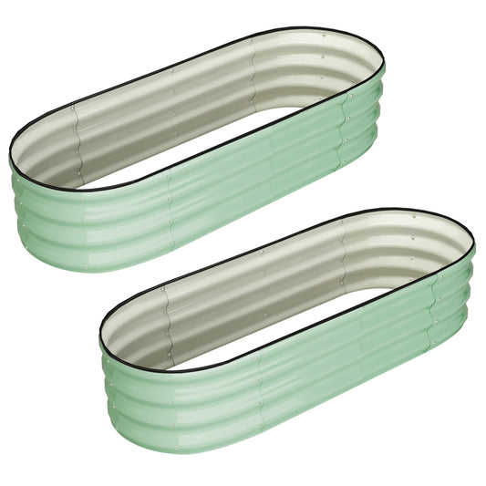 HiMISS Oval Galvanized Raised Garden Bed Set for Outdoor Use