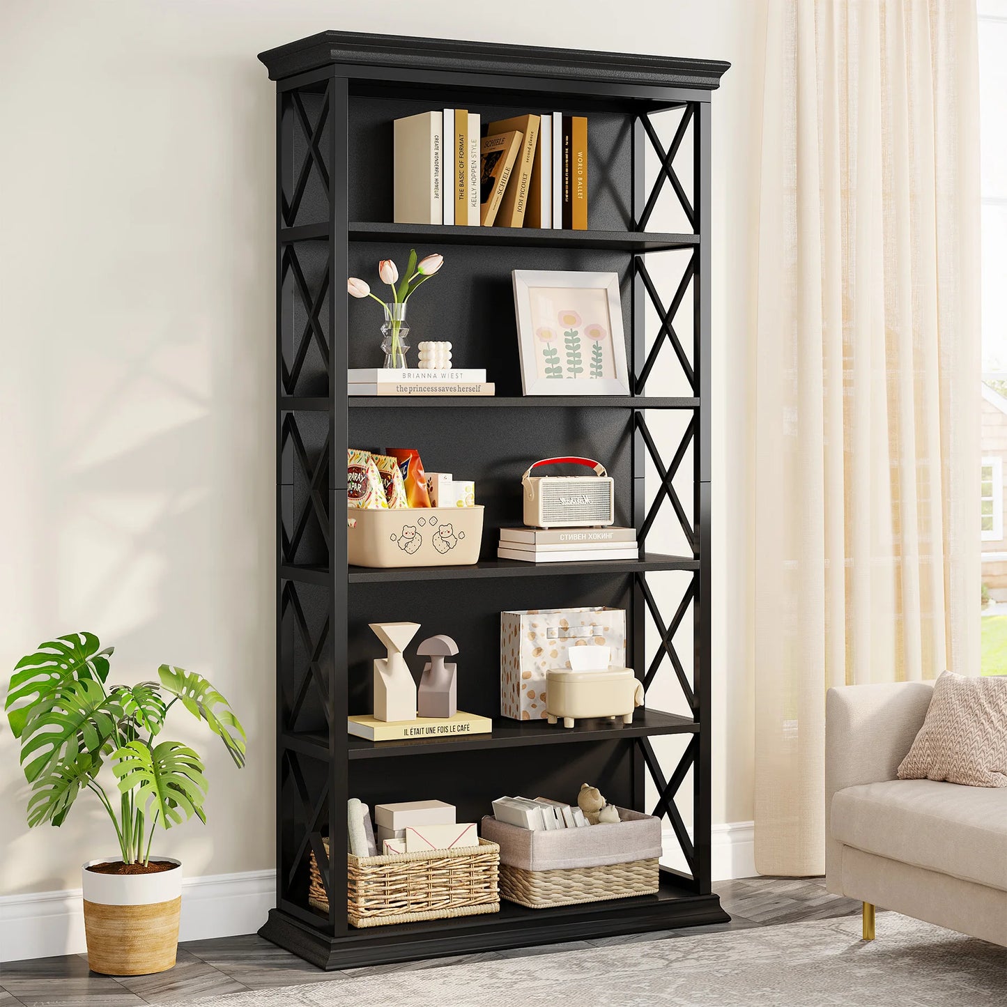 Tribesigns 5 Tier Floor Standing Bookcase Industrial Bookshelf