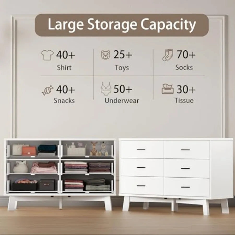 Modern 6 Drawer Dresser With X Shaped Base For Bedroom