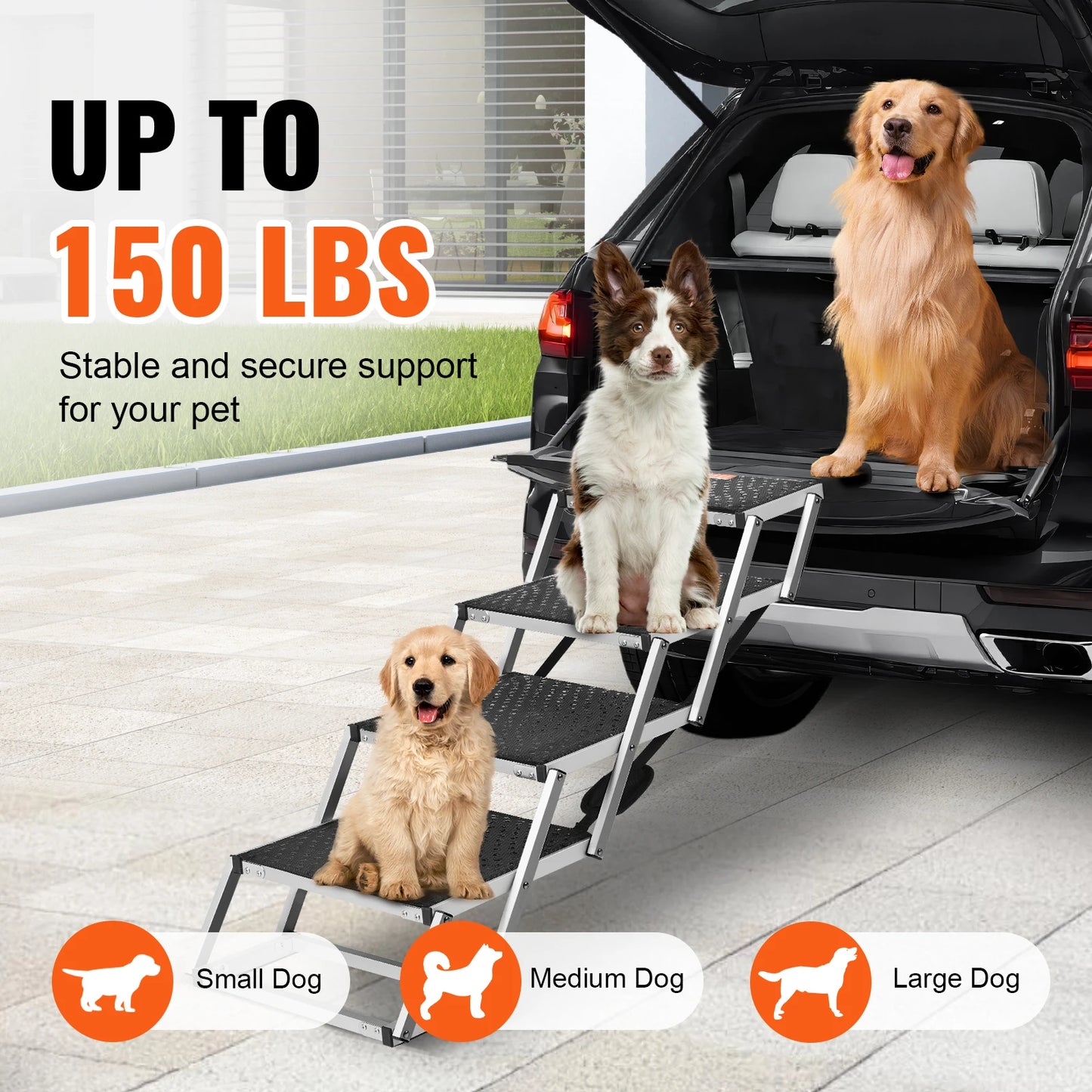 SucceBuy Folding Dog Car Steps Portable Pet Stair SUV