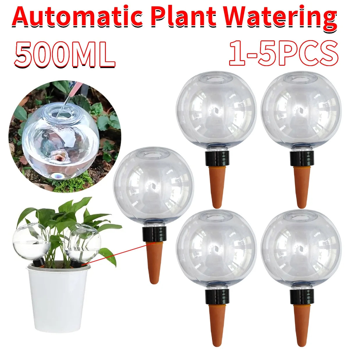Plastic Automatic Plant Watering Globes 500ml Drip Irrigation Potted Plants