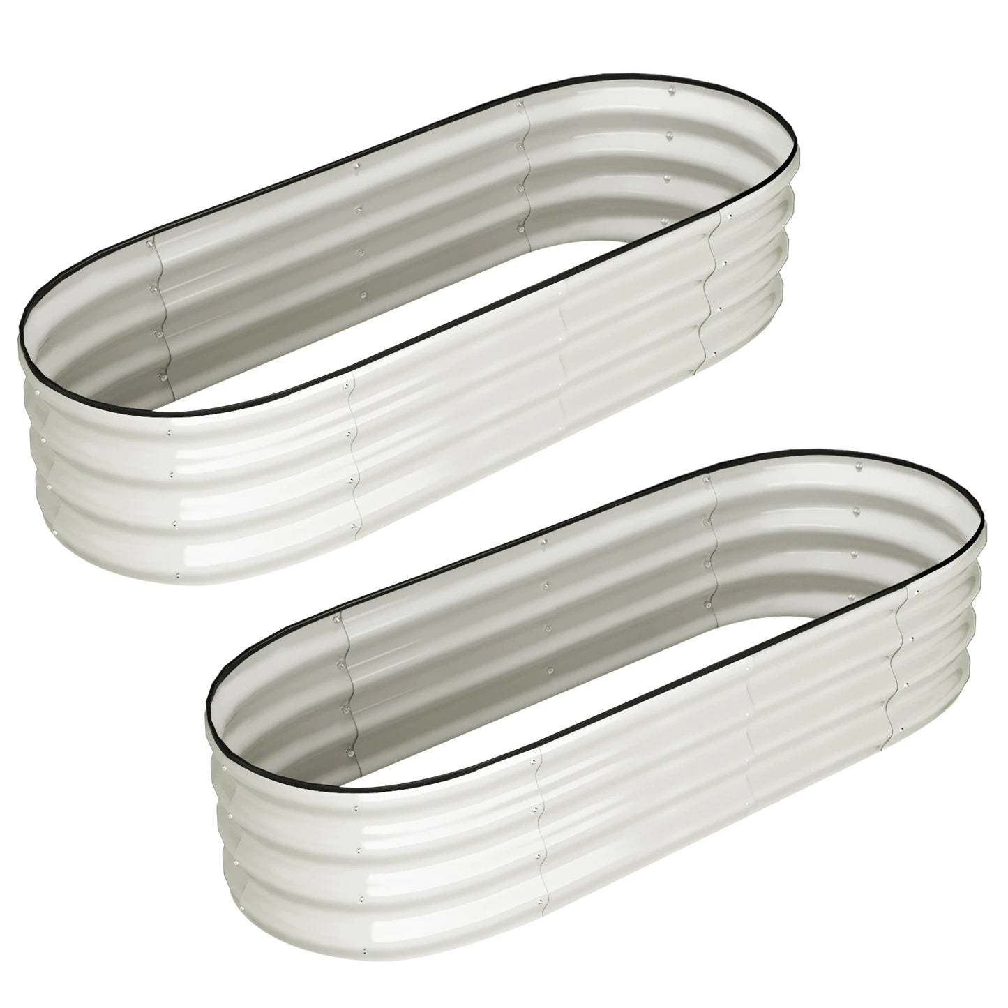 HiMISS Oval Galvanized Raised Garden Bed Set for Outdoor Use