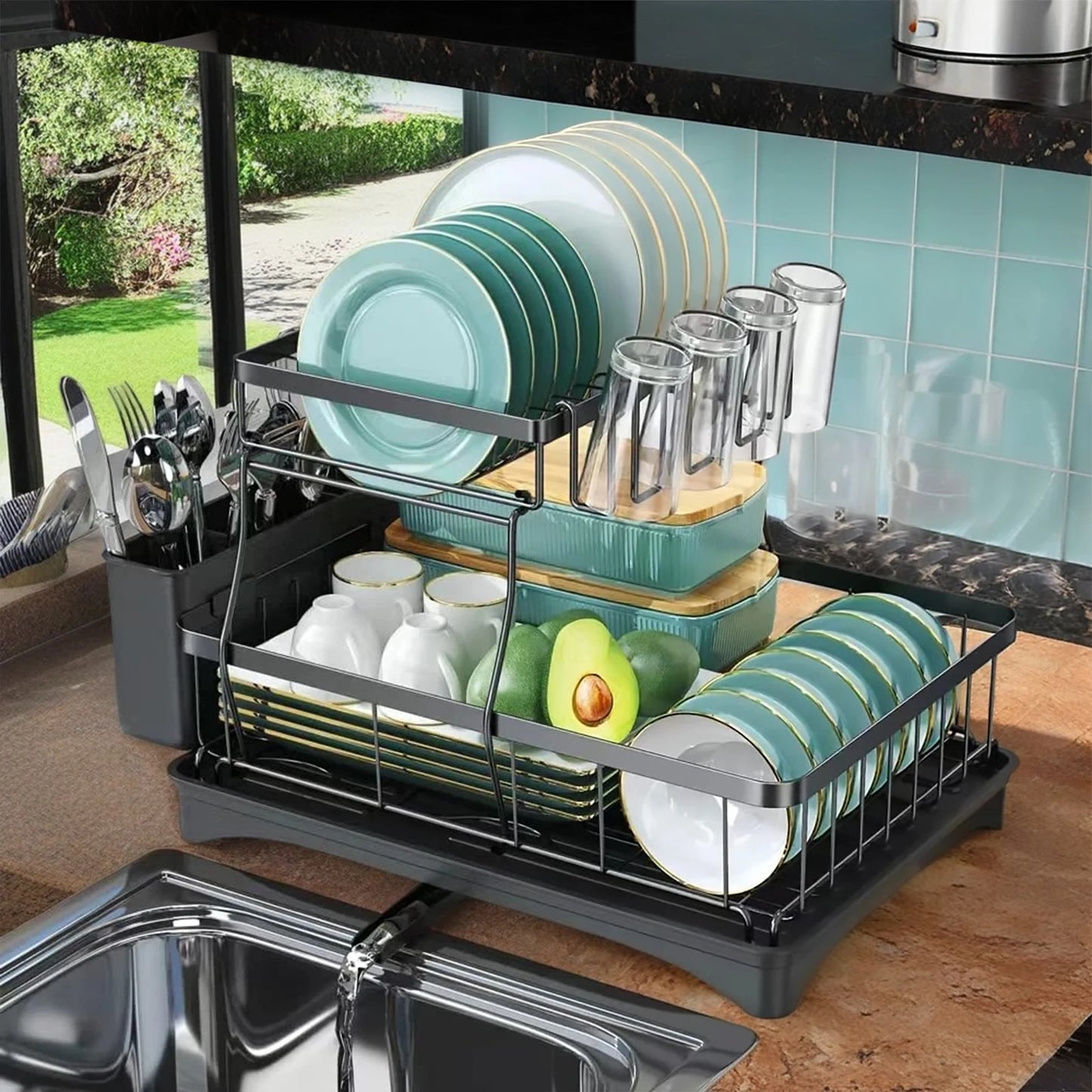 Metal Removable Dish Drying Rack For Kitchen Countertop