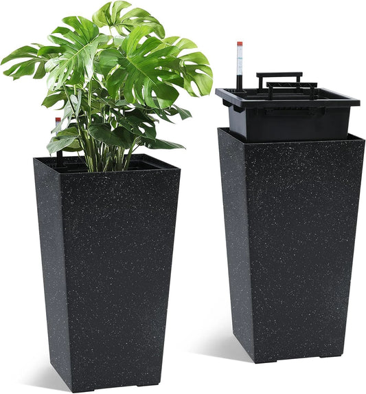 TWISTER.CK Rectangular Planter 2 With Drainage Holes Water Level Monitor