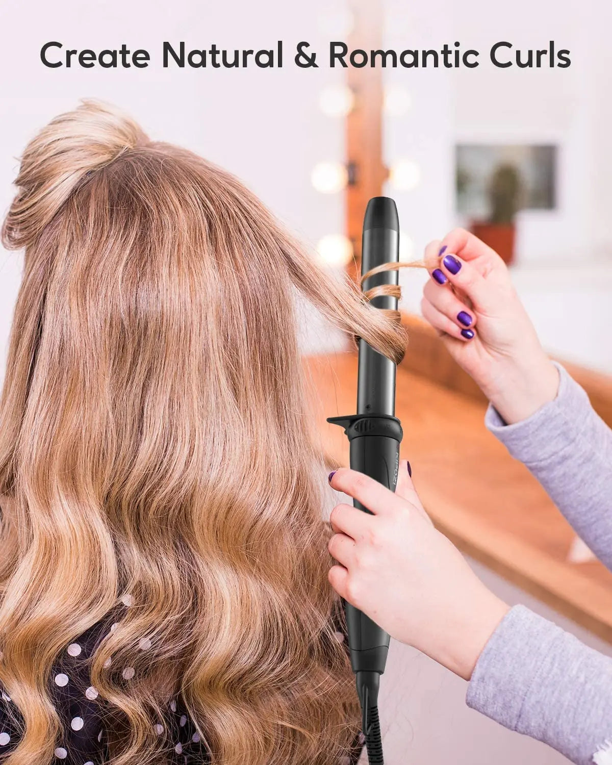 KIPOZI 5-In-1 Curling Iron Hot Air Brush Ceramic Barrels