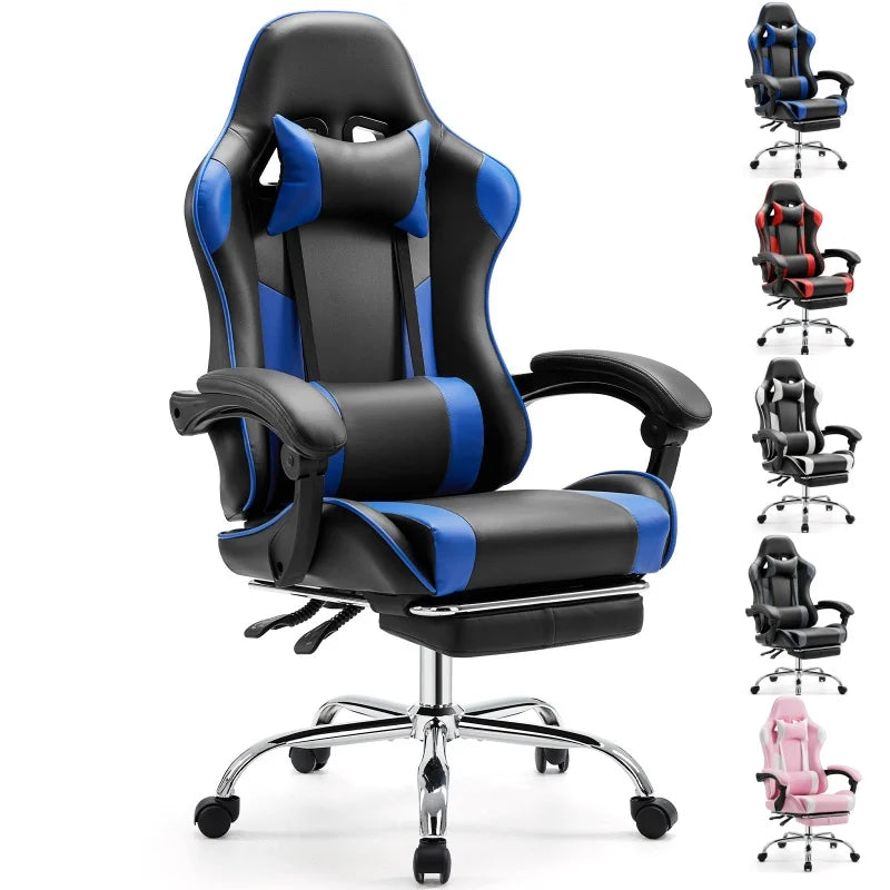 JHK Ergonomic Racing Gaming Chair PU Leather With Headrest And Lumbar Support