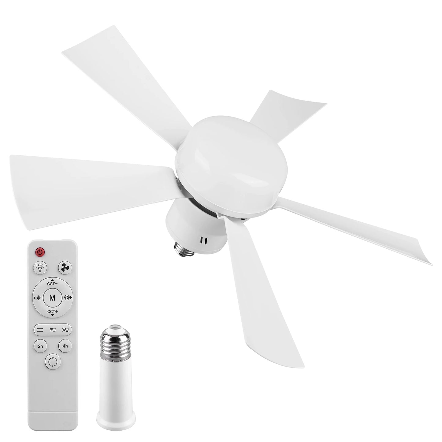 APWIKOGER Socket Ceiling Fan With Light Remote Dimmable LED