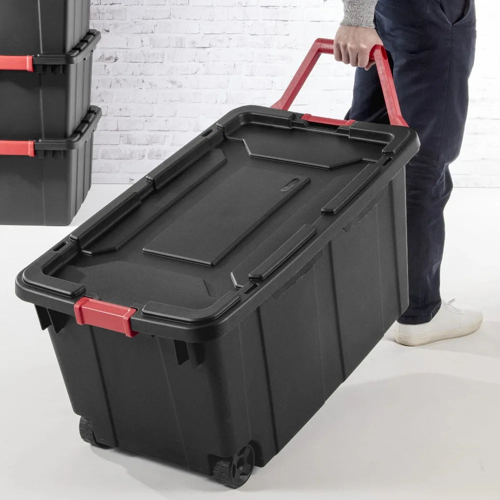 Sterilite Industrial Wheeled Plastic Storage Tote Container