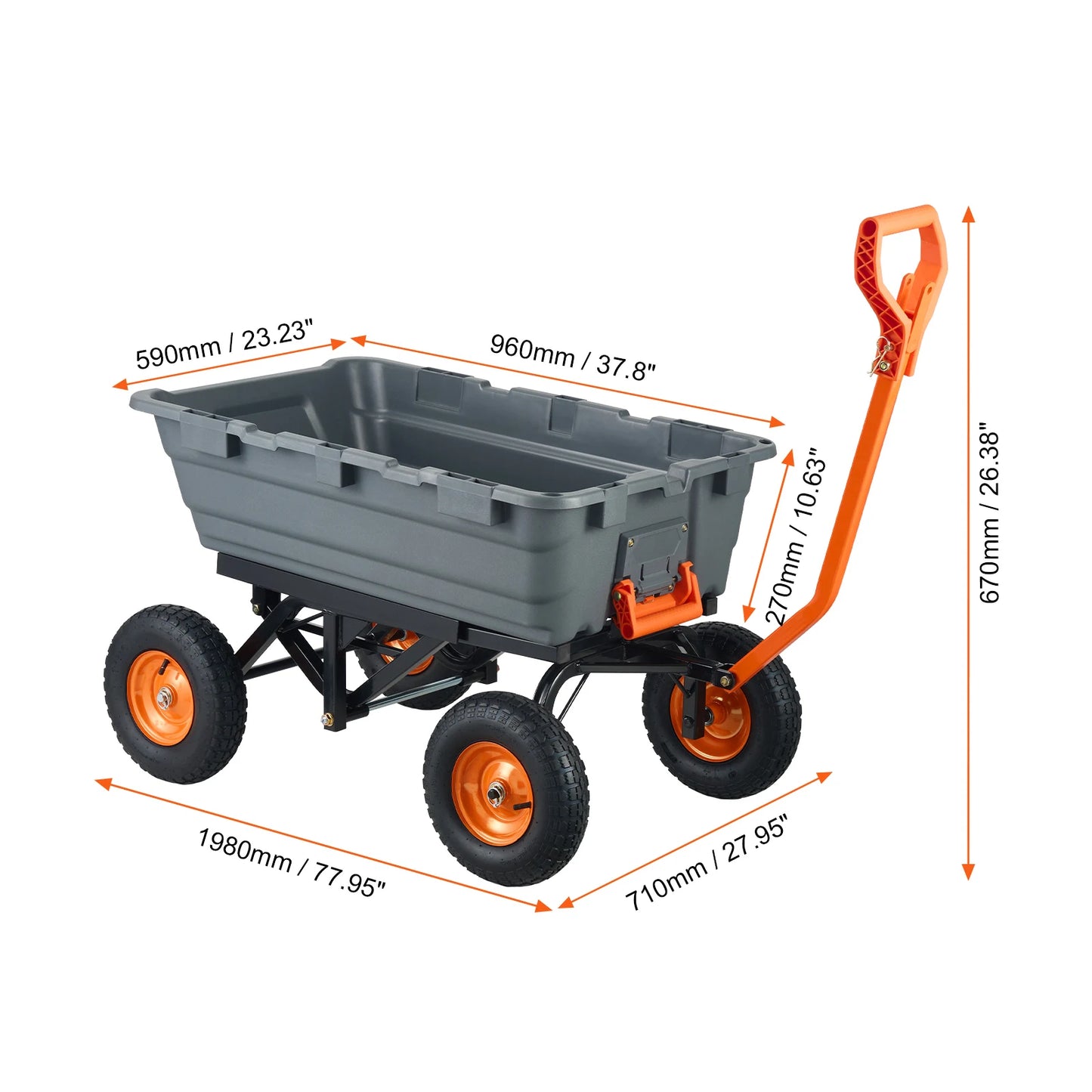 SucceBuy Dump Cart Poly Garden Cart With 2in1 Convertible Handle