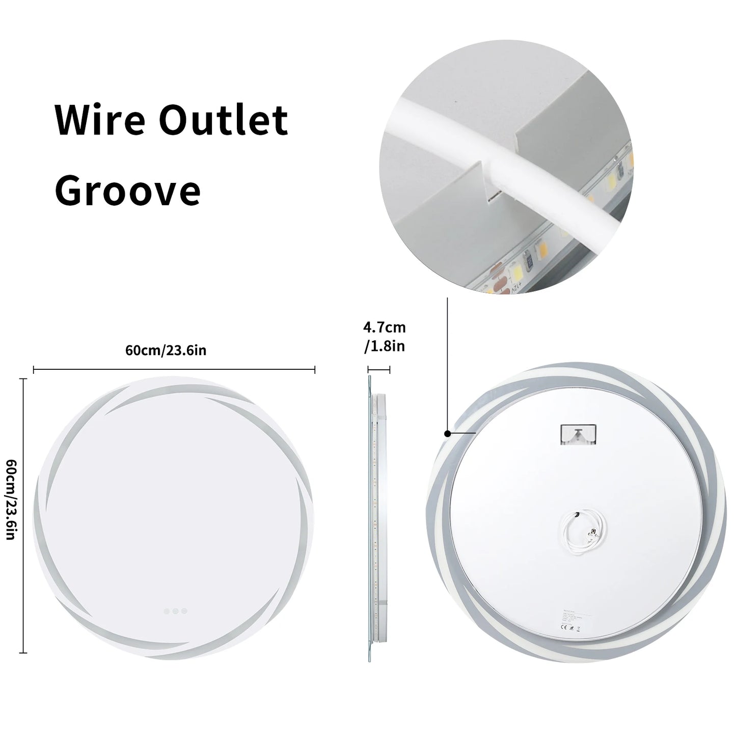 Anti Fog LED Round Vanity Mirror Backlit Shatterproof For Bathrooms