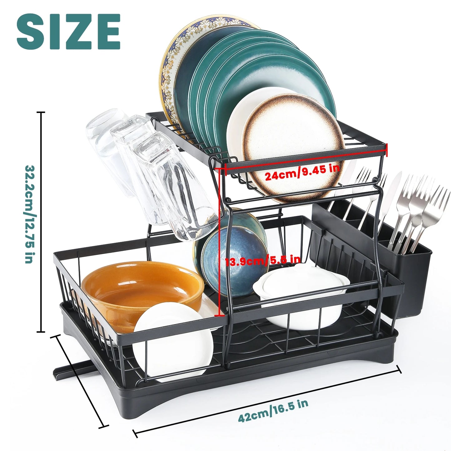 Metal Removable Dish Drying Rack For Kitchen Countertop