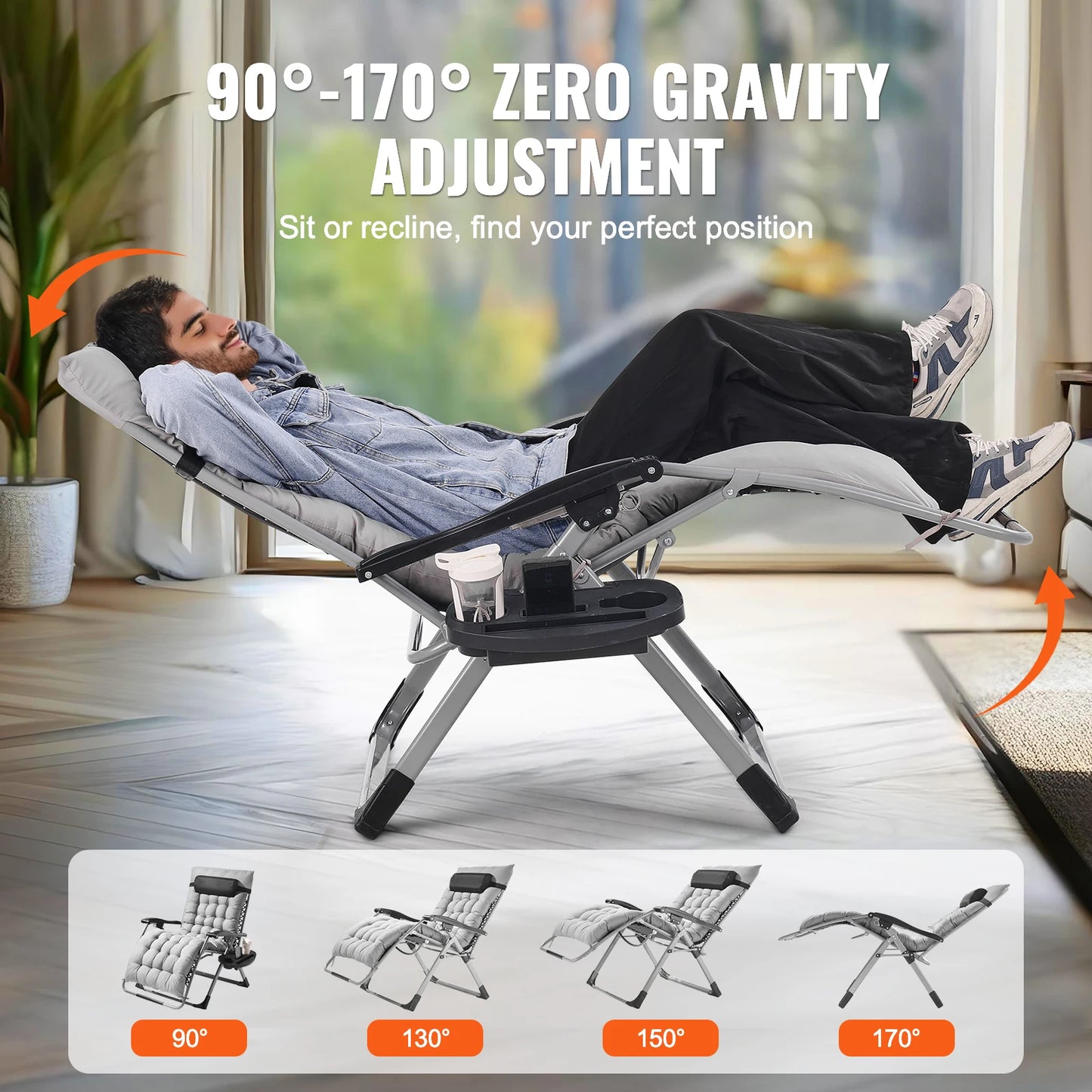SucceBuy Zero Gravity Chair Outdoor Recliner With Footrest And Cupholder