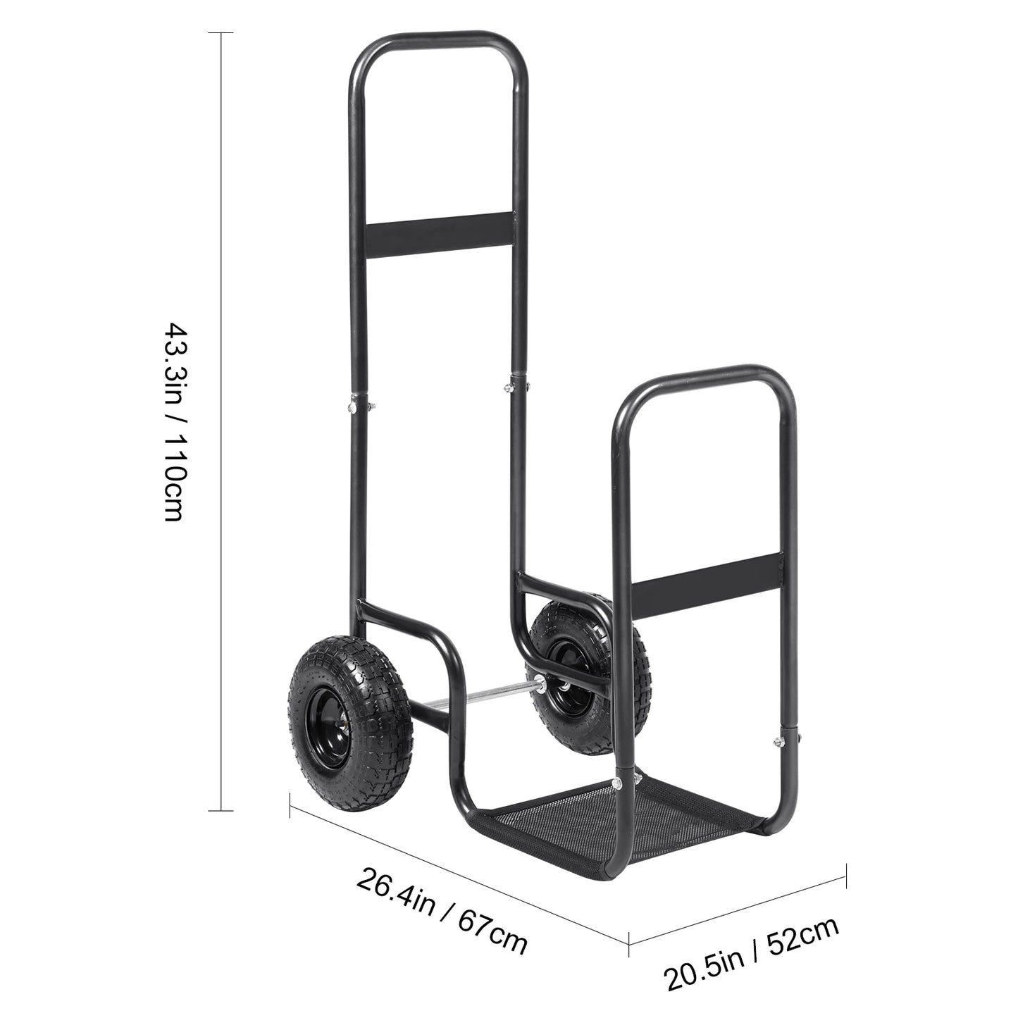 SucceBuy Firewood Log Cart Carrier Heavy Duty Steel Wheel Cart