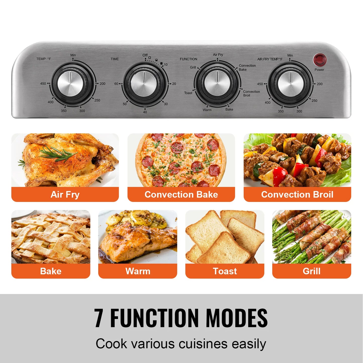SucceBuy 18L 7in1 Air Fryer Toaster Oven Stainless Steel