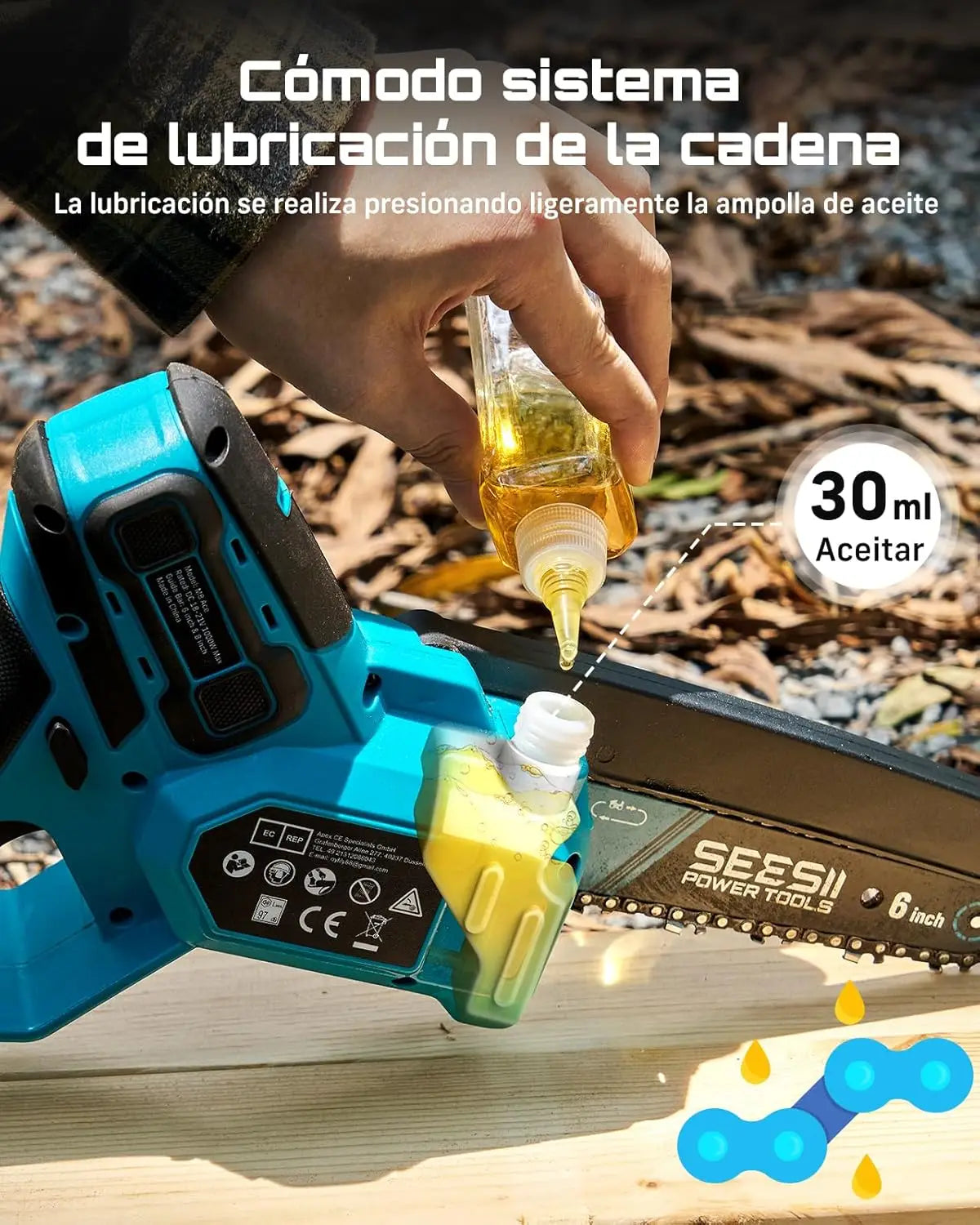Seesii 1000W Brushless Cordless Electric Chainsaw For Makita 18V